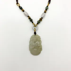 Jadeite Jade Dog Chinese Zodiac Hand Carved Red Pendant Necklace, YW-0110-1647059503