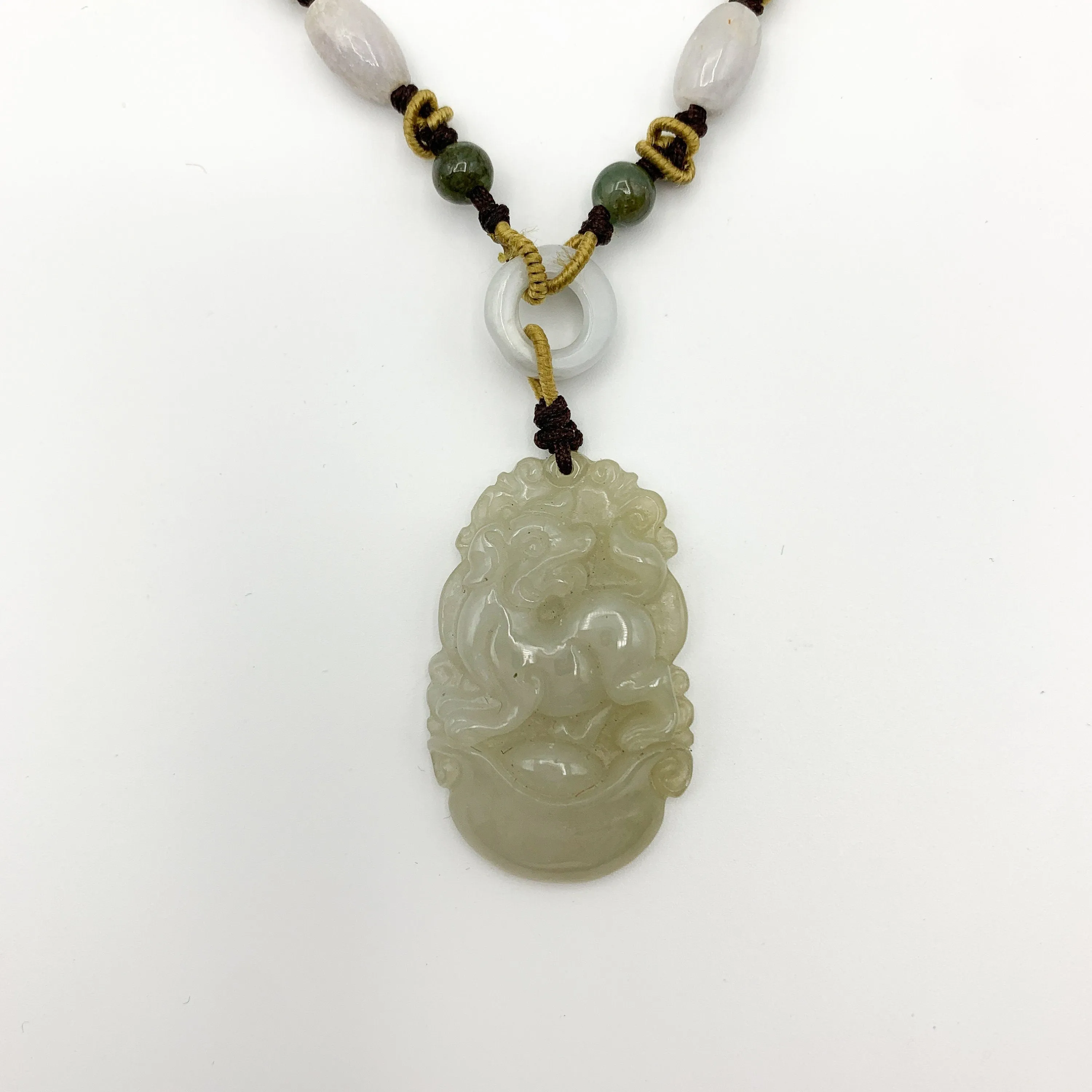 Jadeite Jade Dog Chinese Zodiac Hand Carved Red Pendant Necklace, YW-0110-1647059503