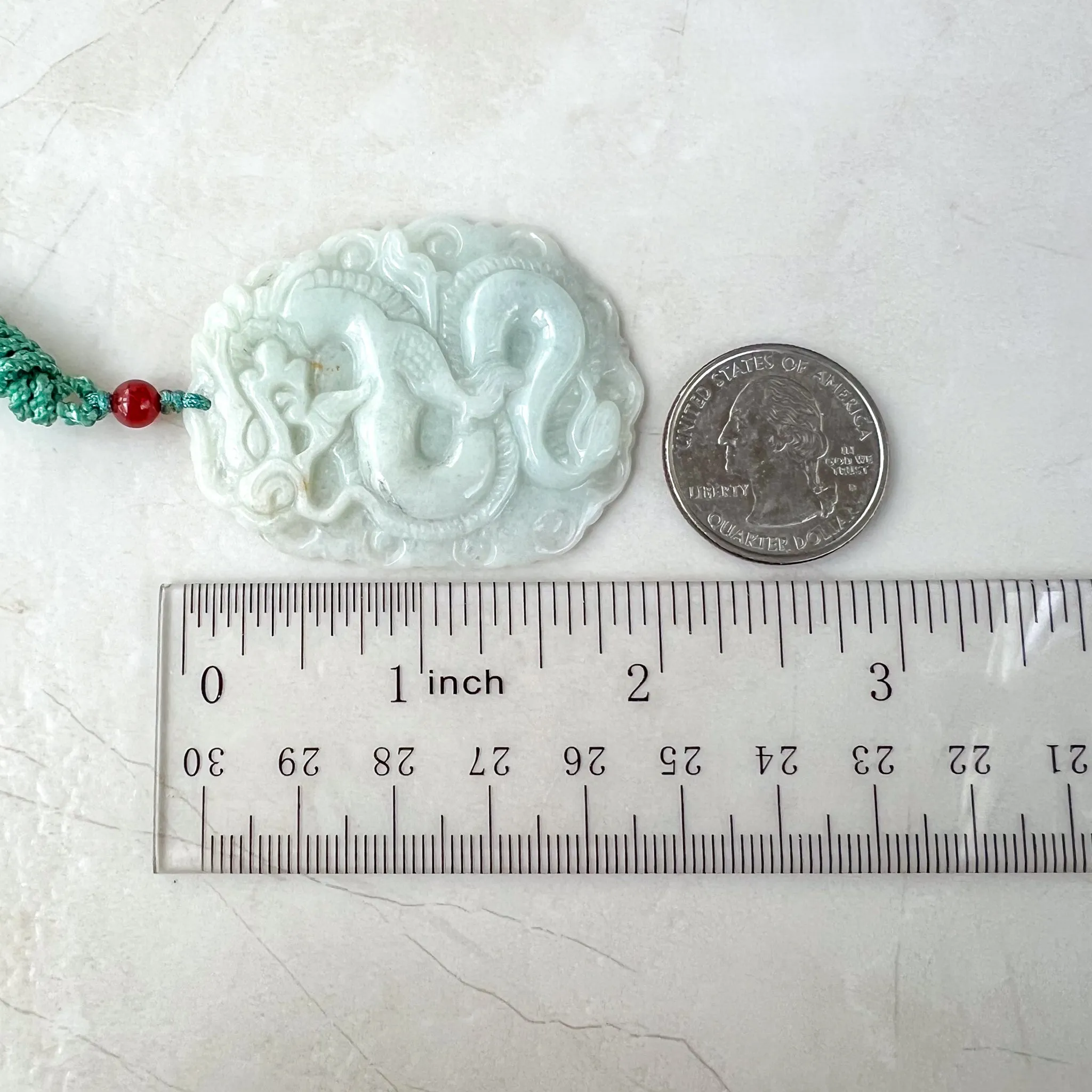 Jadeite Jade Dragon Chinese Zodiac Hand Carved Pendant Necklace, YJ-0321-0333032