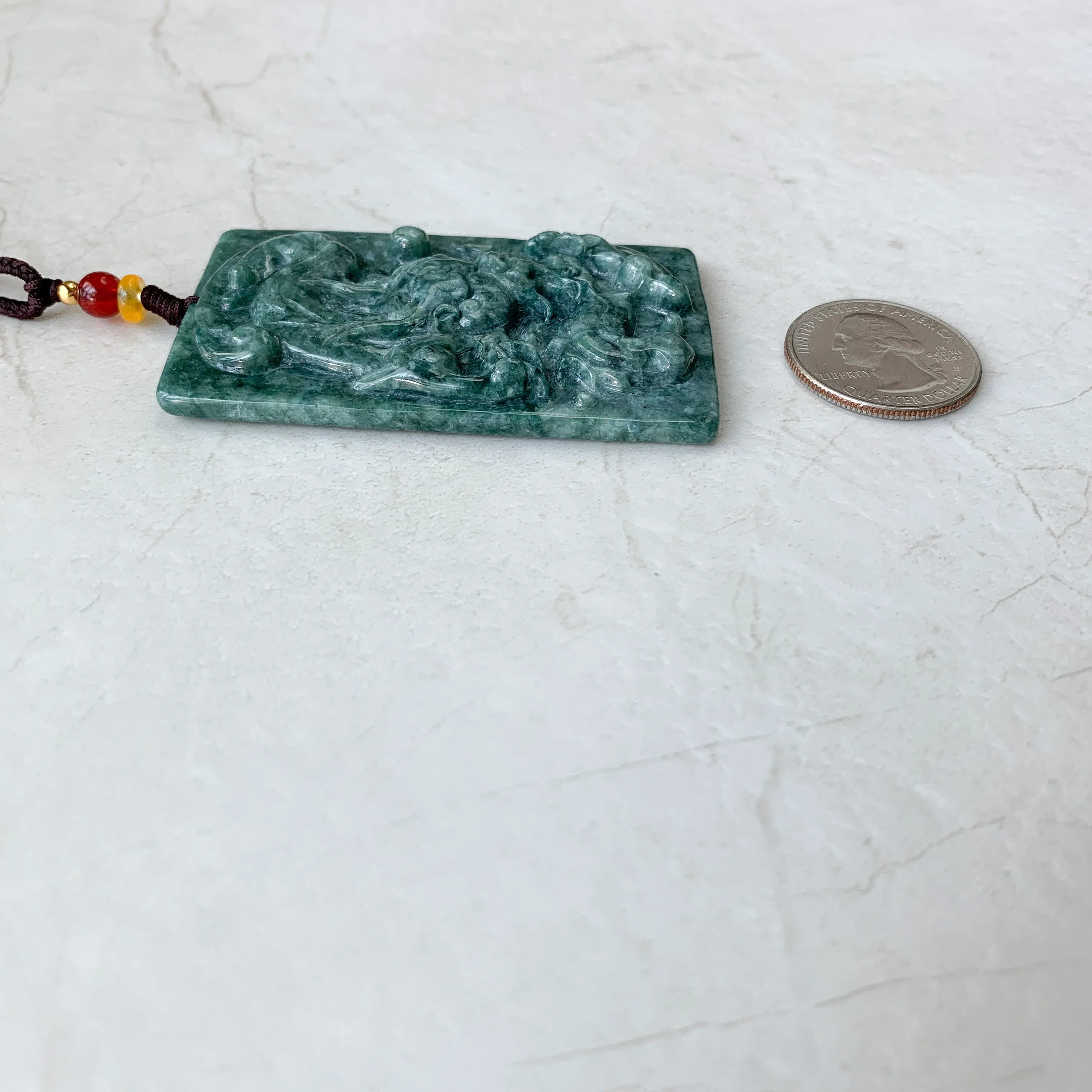 Jadeite Jade Dragon Chinese Zodiac Hand Carved Pendant Necklace, YJ-0321-0352327