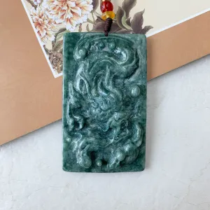 Jadeite Jade Dragon Chinese Zodiac Hand Carved Pendant Necklace, YJ-0321-0352327