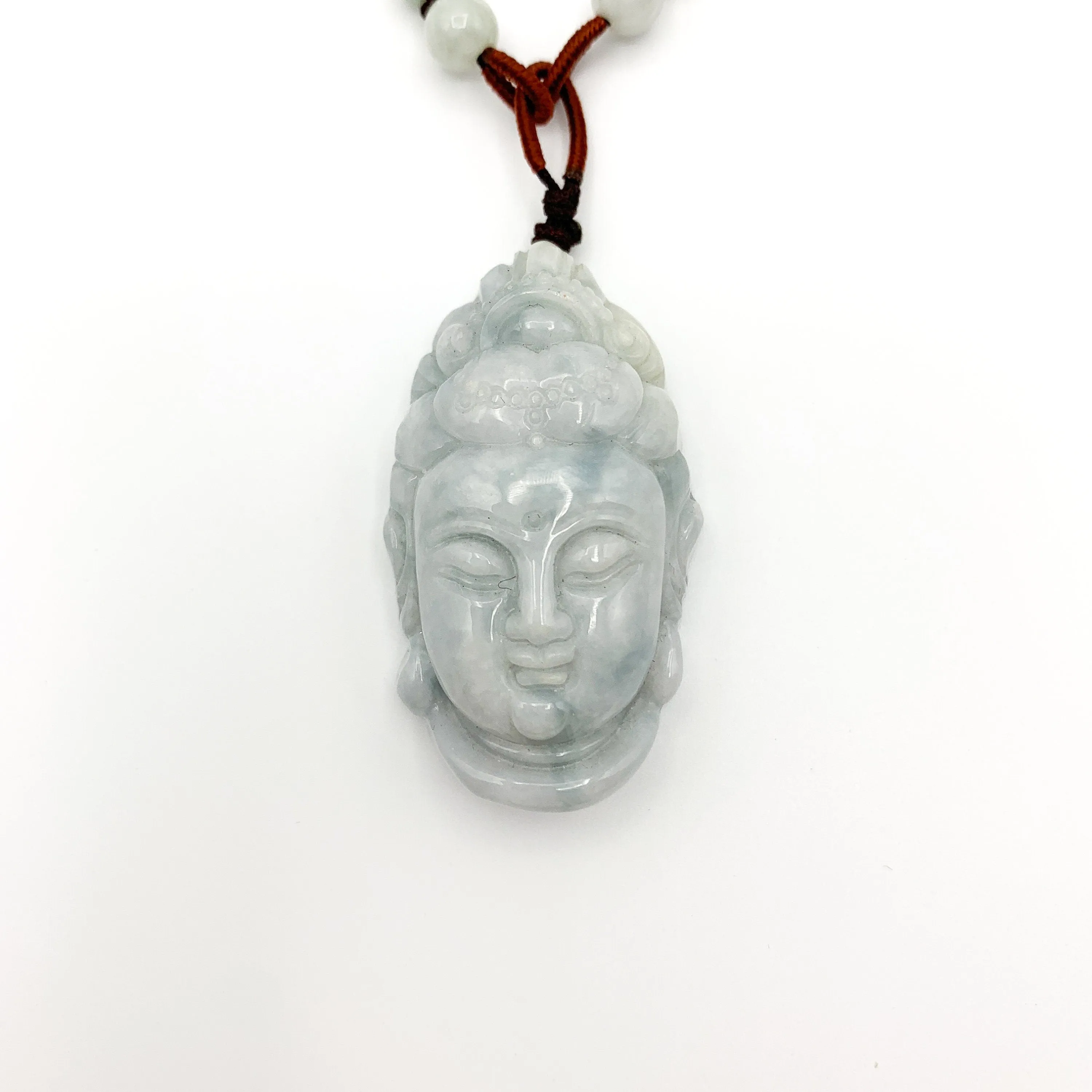Jadeite Jade Guan Yin Head Carved Pendant Necklace, Jade Quan Am, Jade Kuan Yin, YW-0110-1646848256