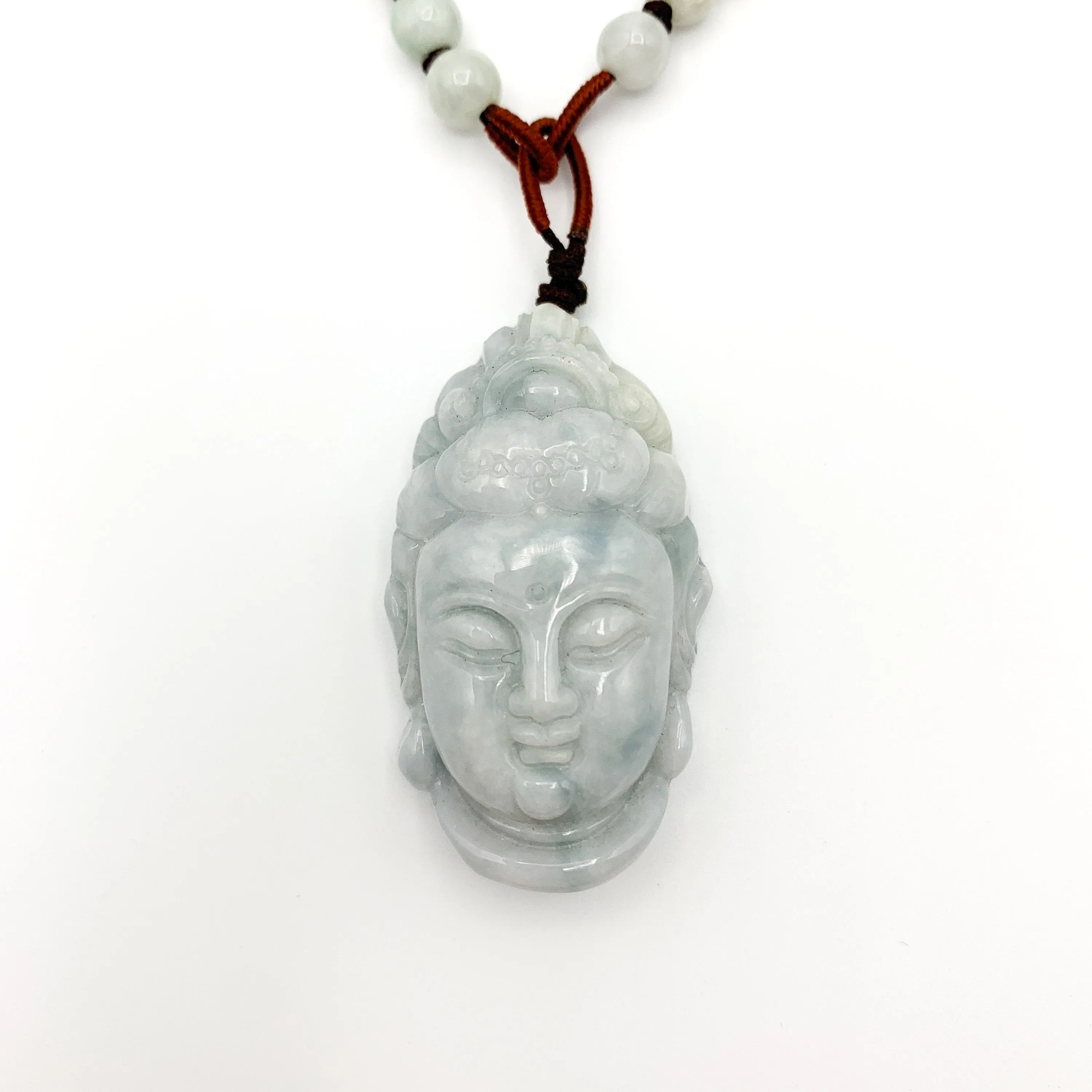 Jadeite Jade Guan Yin Head Carved Pendant Necklace, Jade Quan Am, Jade Kuan Yin, YW-0110-1646848256