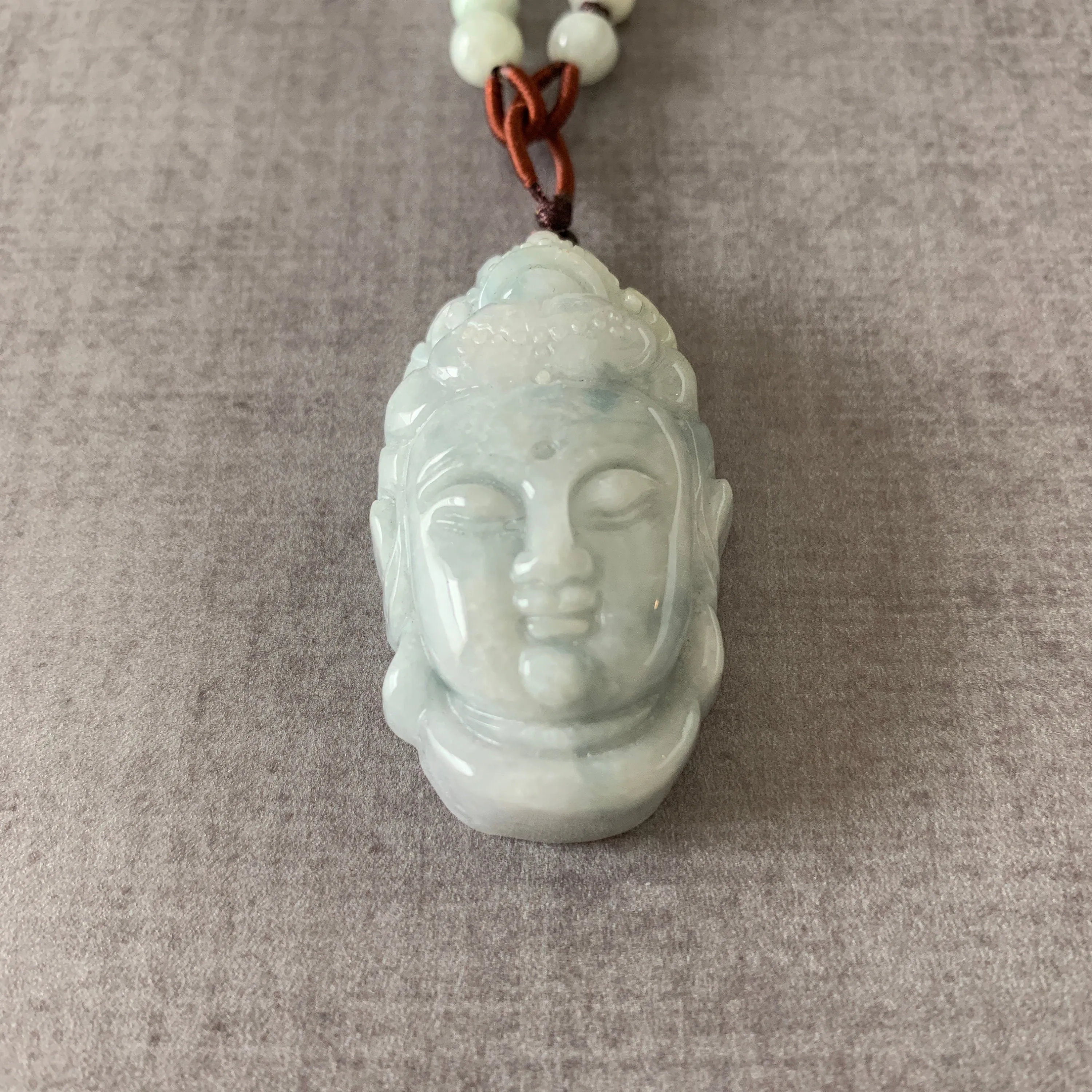 Jadeite Jade Guan Yin Head Carved Pendant Necklace, Jade Quan Am, Jade Kuan Yin, YW-0110-1646848256