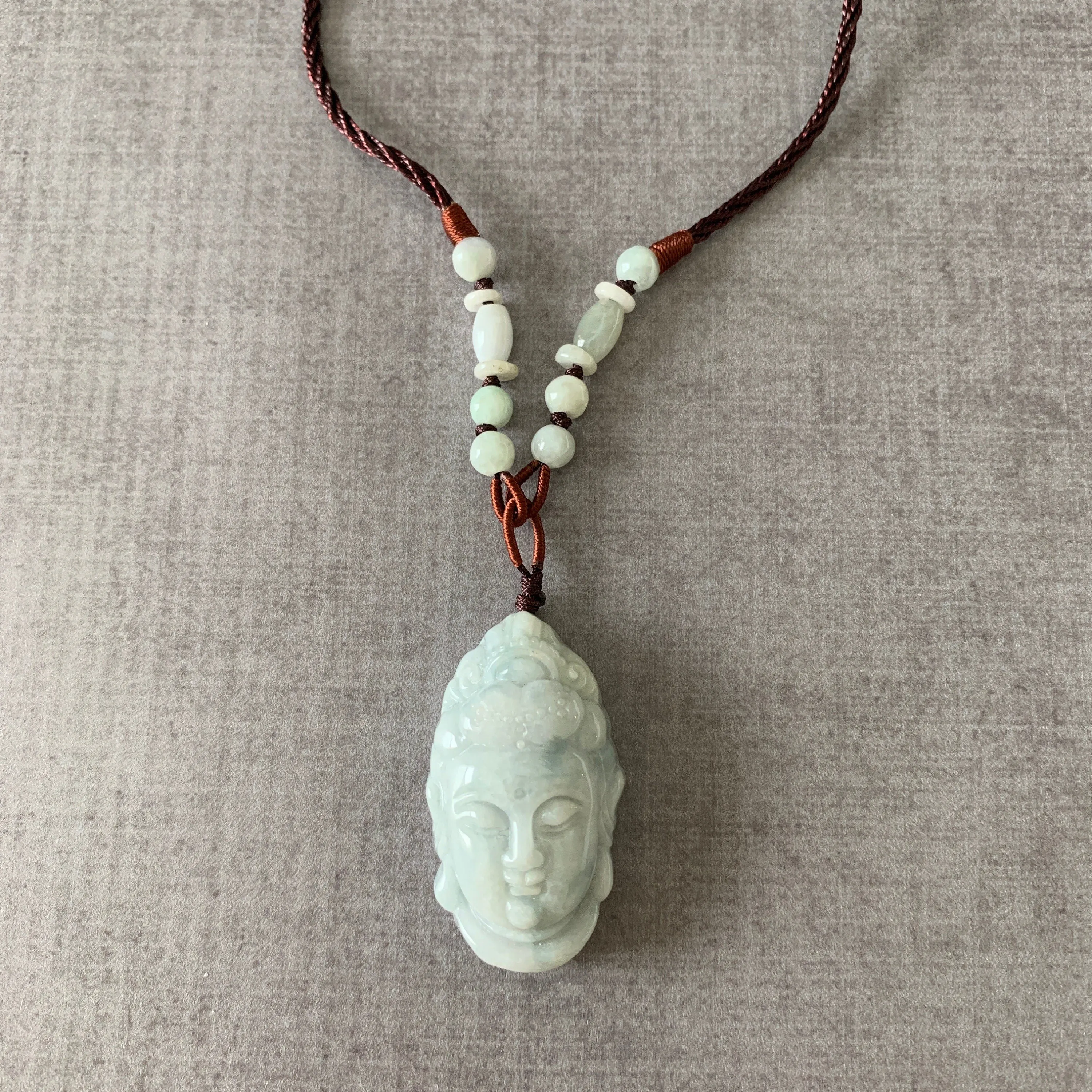 Jadeite Jade Guan Yin Head Carved Pendant Necklace, Jade Quan Am, Jade Kuan Yin, YW-0110-1646848256