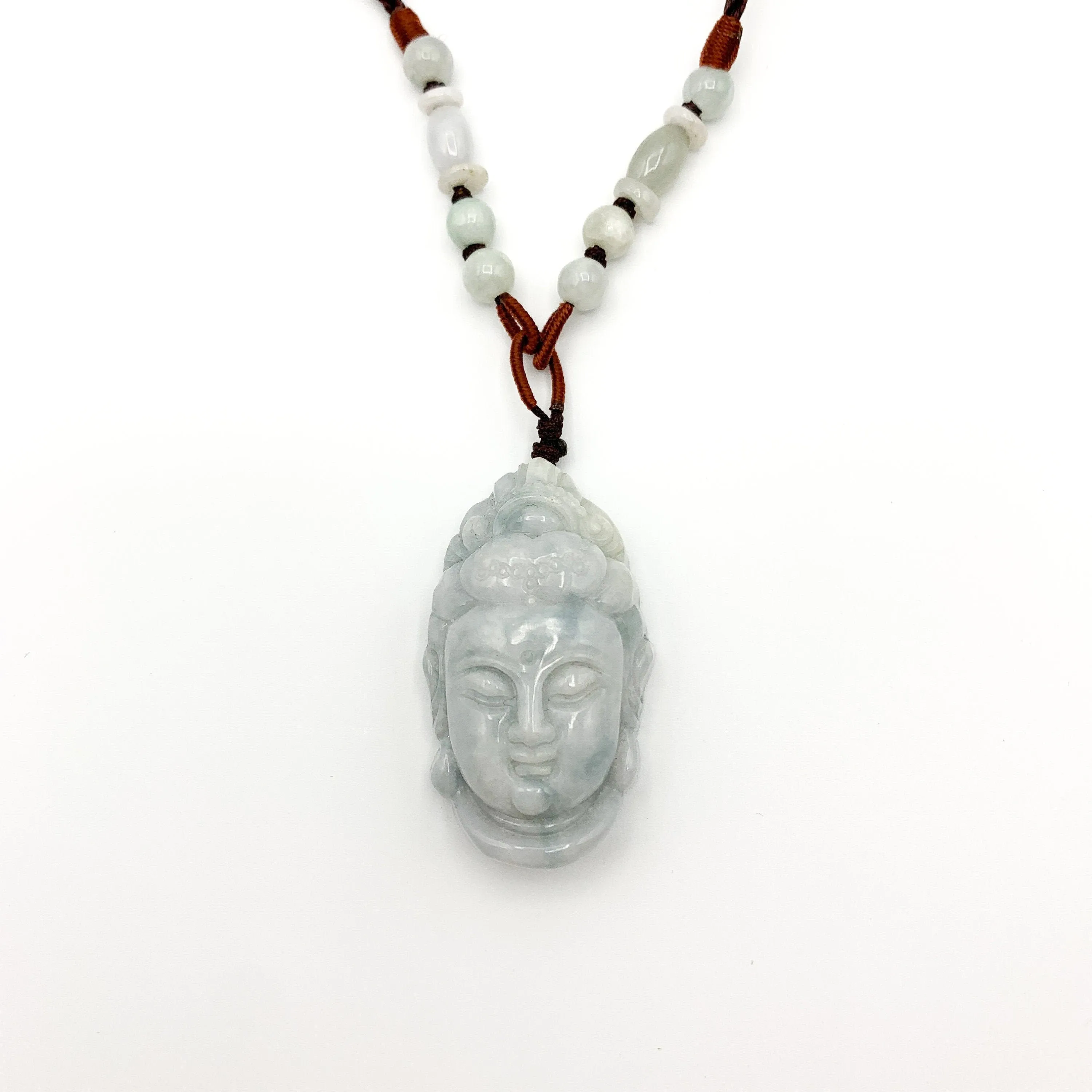 Jadeite Jade Guan Yin Head Carved Pendant Necklace, Jade Quan Am, Jade Kuan Yin, YW-0110-1646848256