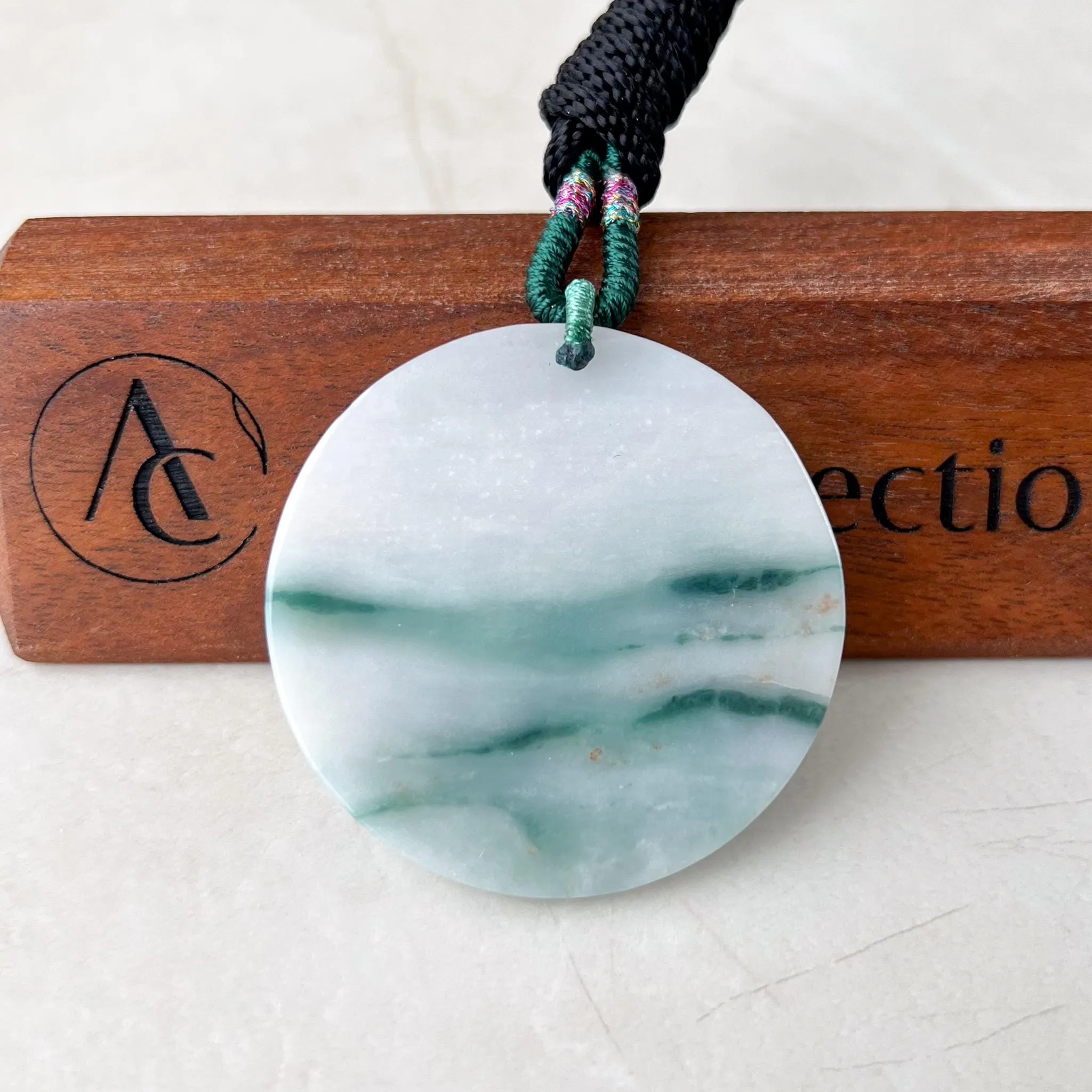 Jadeite Jade Landscape Mountain Forest River Scenery Hand Carved Pendant Necklace, YJ-0622-0395650