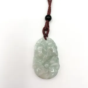 Jadeite Jade Pig Boar Chinese Zodiac Carved Pendant Necklace, YJ-0321-0328270-3