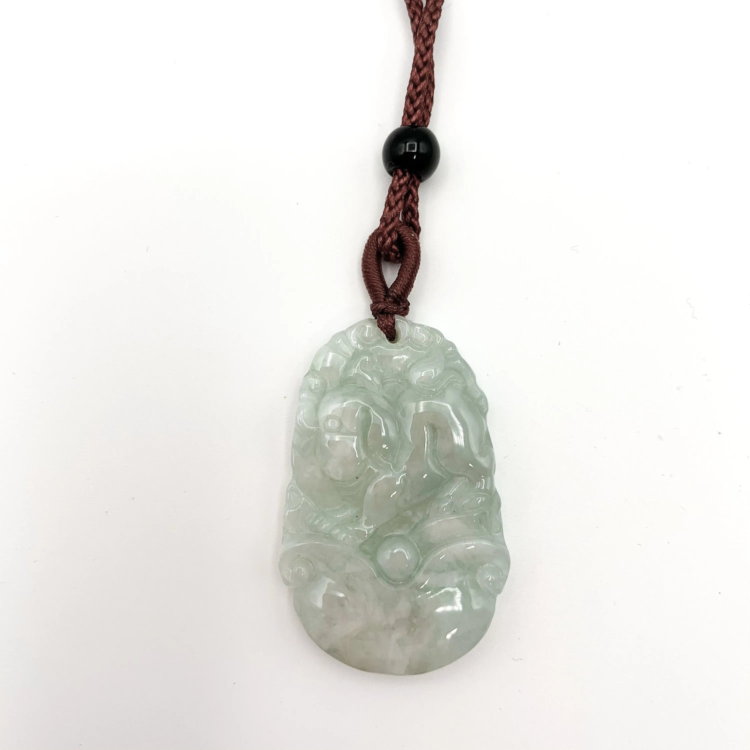 Jadeite Jade Pig Boar Chinese Zodiac Carved Pendant Necklace, YJ-0321-0328270-3