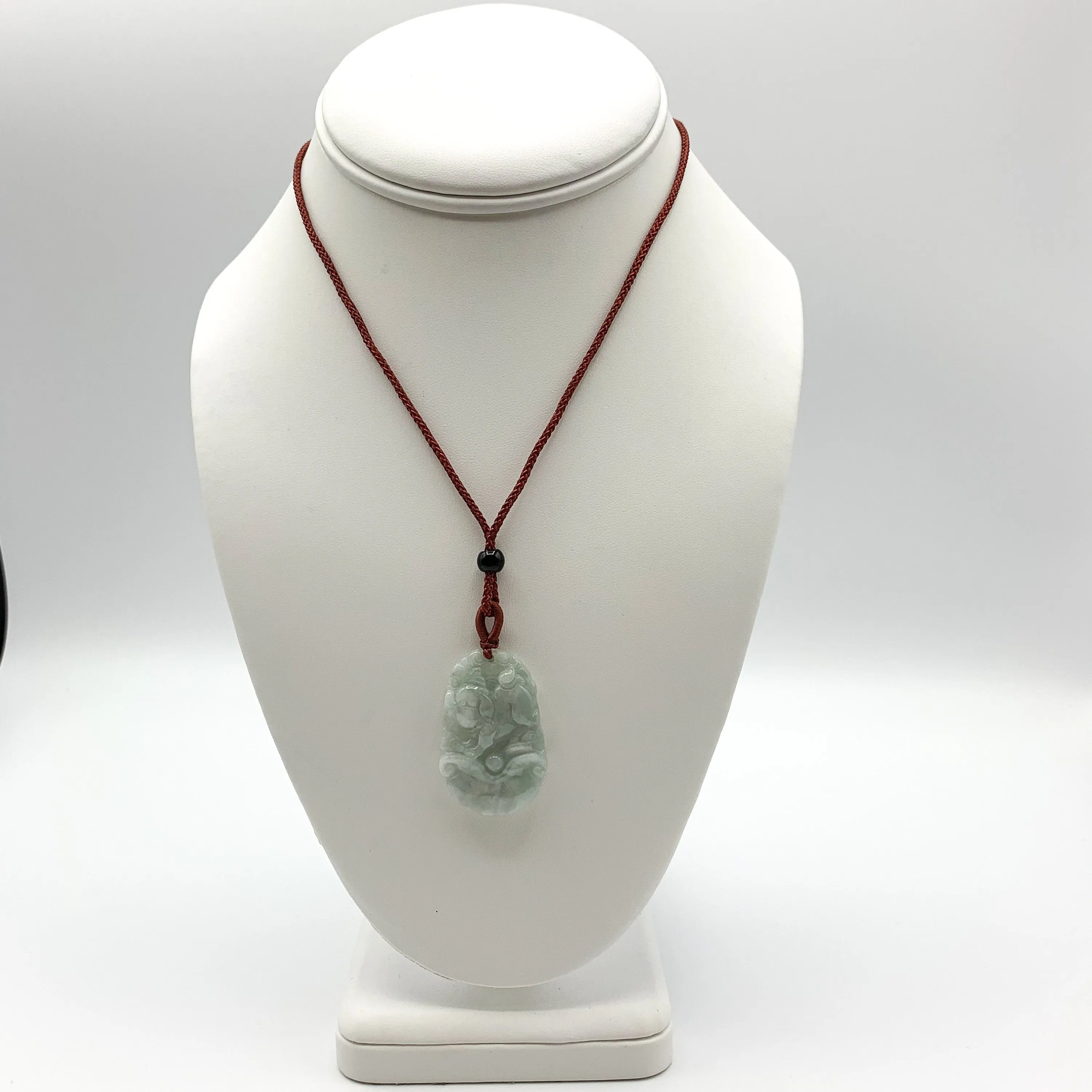 Jadeite Jade Pig Boar Chinese Zodiac Carved Pendant Necklace, YJ-0321-0328270-3