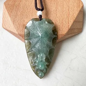 Jadeite Jade Spider Jade Pendant Necklace, Spiderweb Leaf Jade Pendant, YJ-1022-0064627
