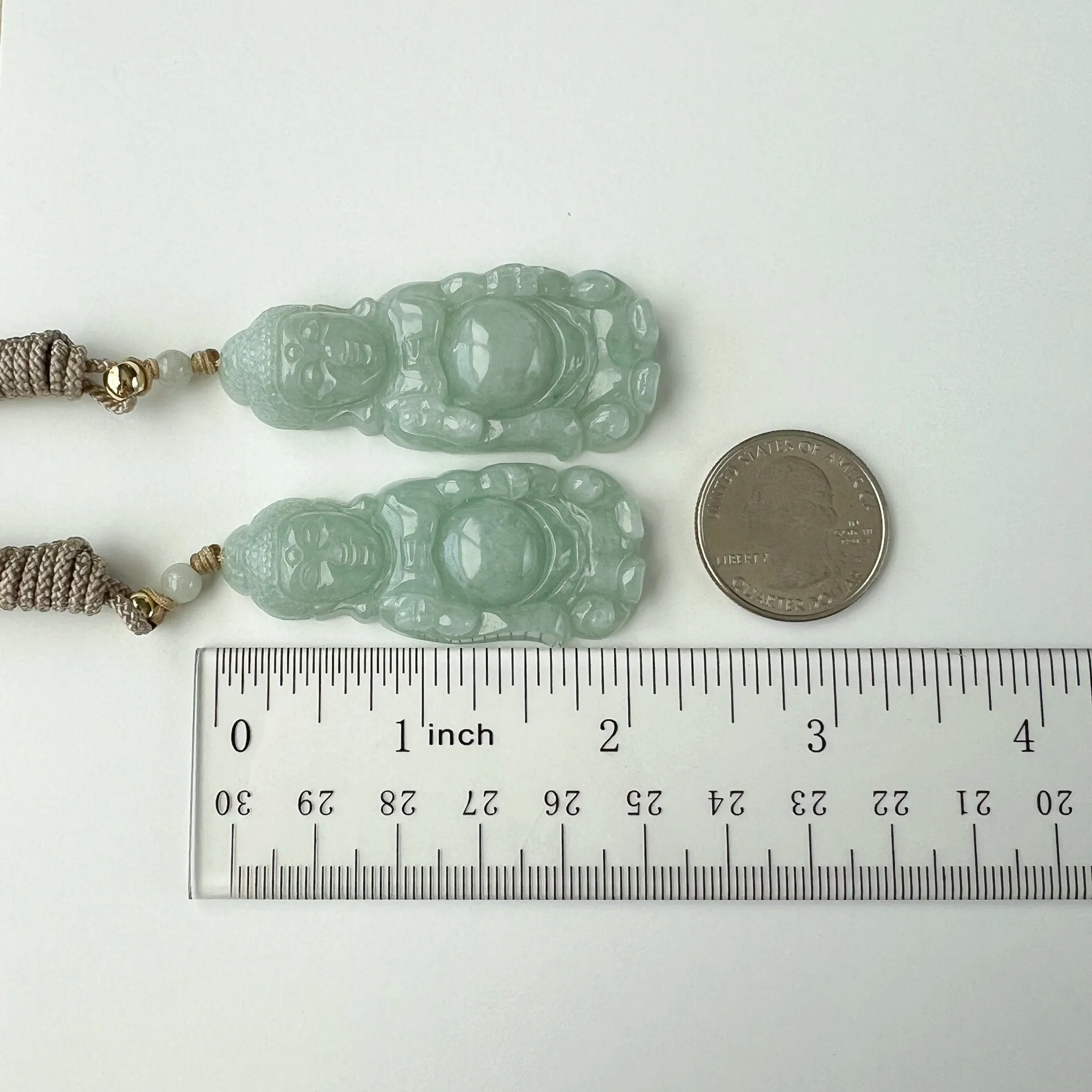 Jadeite Jade Standing Amitabha, Amida, 阿弥陀佛, Carved Pendant Necklace, YJ-0422-0393518