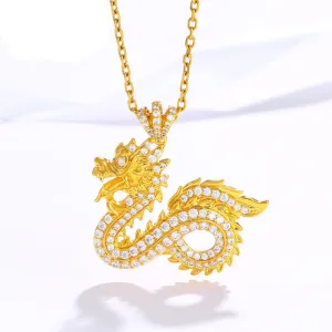 Jewelry New Year Gold-plated Retro Zodiac Dragon Pendant Domineering Men Coiling Dragon Men's Jewelry Accessories