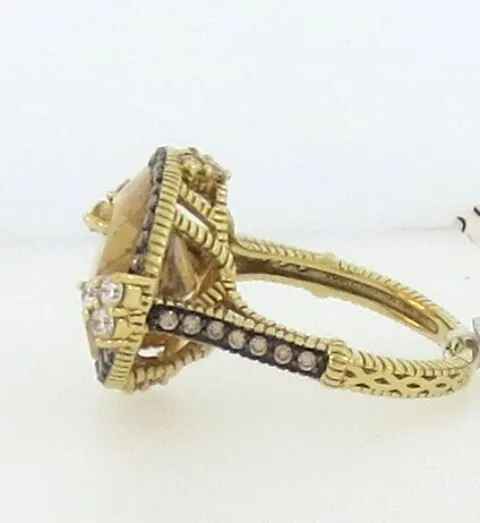 Judith Ripka18K Gold/ Diamond/Champagne Quartz Ring