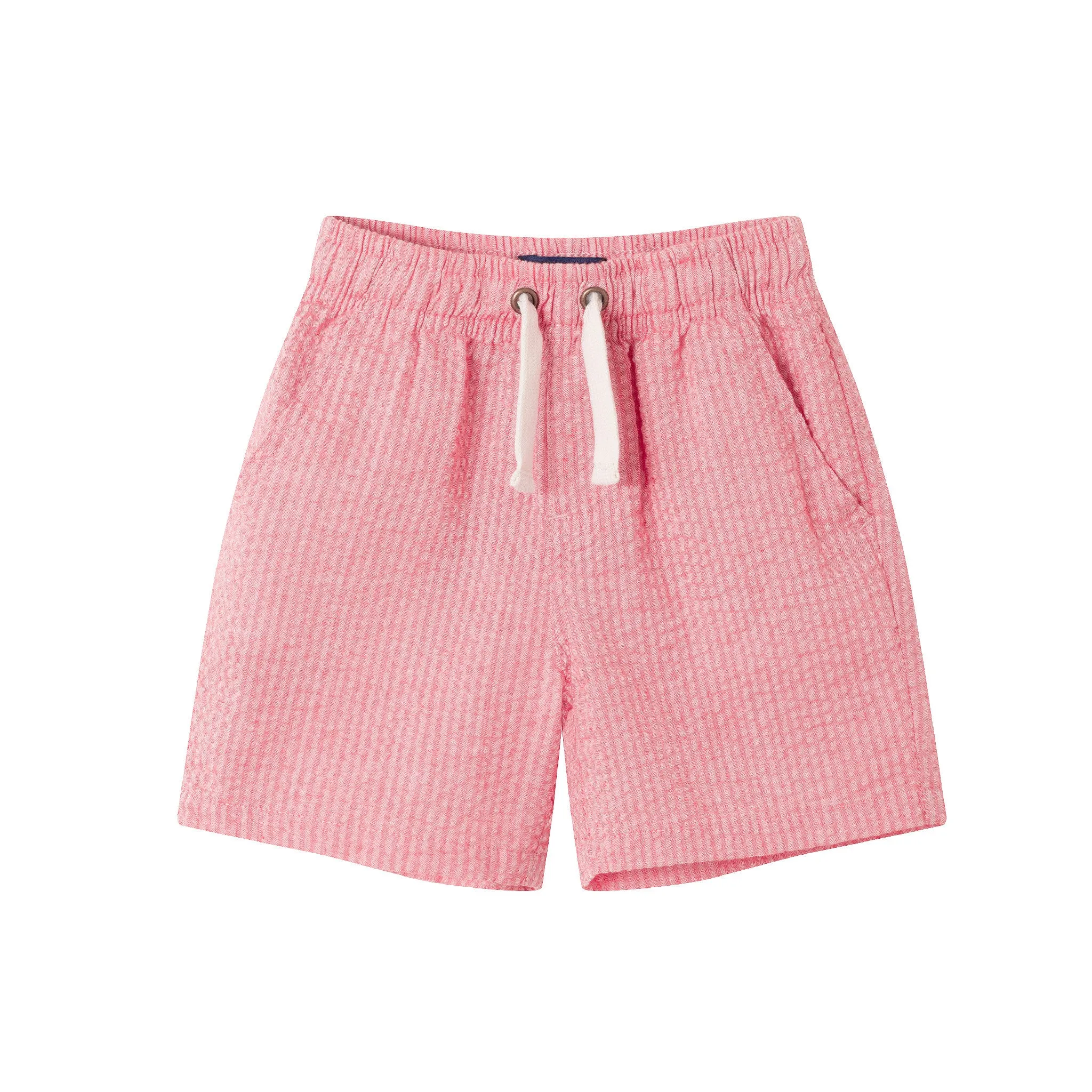 Kids (2-8) Short Sleeve Buttondown & Short Set | Coral Seersucker