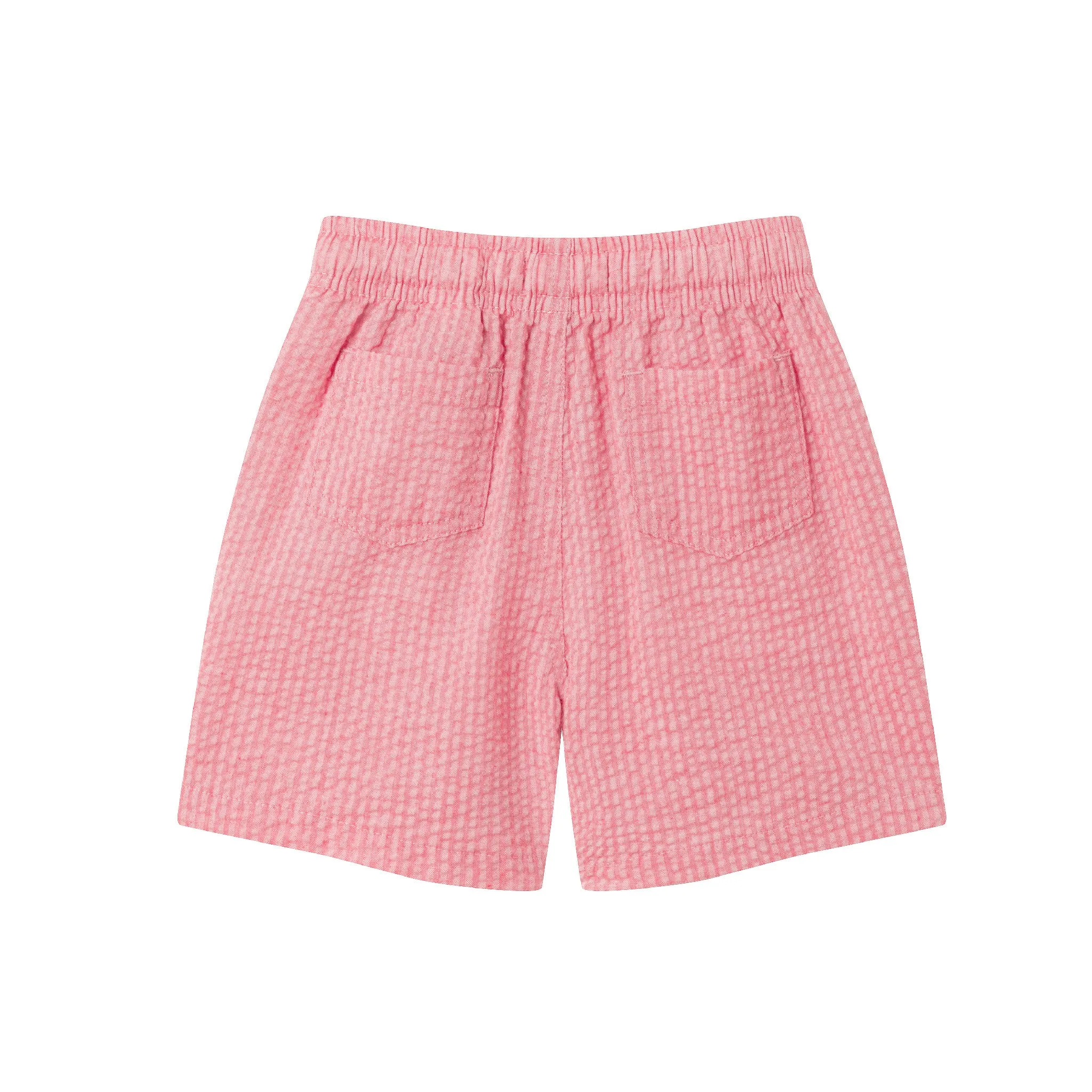 Kids (2-8) Short Sleeve Buttondown & Short Set | Coral Seersucker