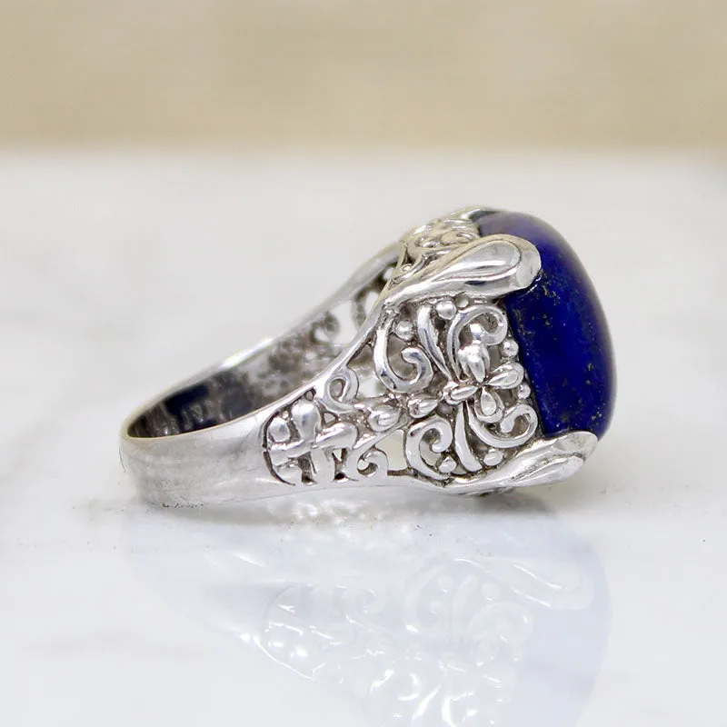 Lapis Lazuli in Ornate Sterling Ring