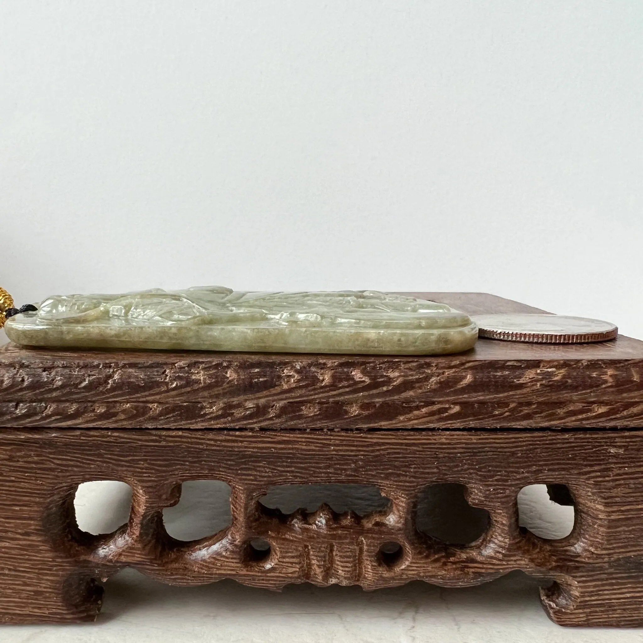 Large Green Jadeite Jade Guan Yu Guan Gong Carved Pendant Necklace, YJ-1221-0235508