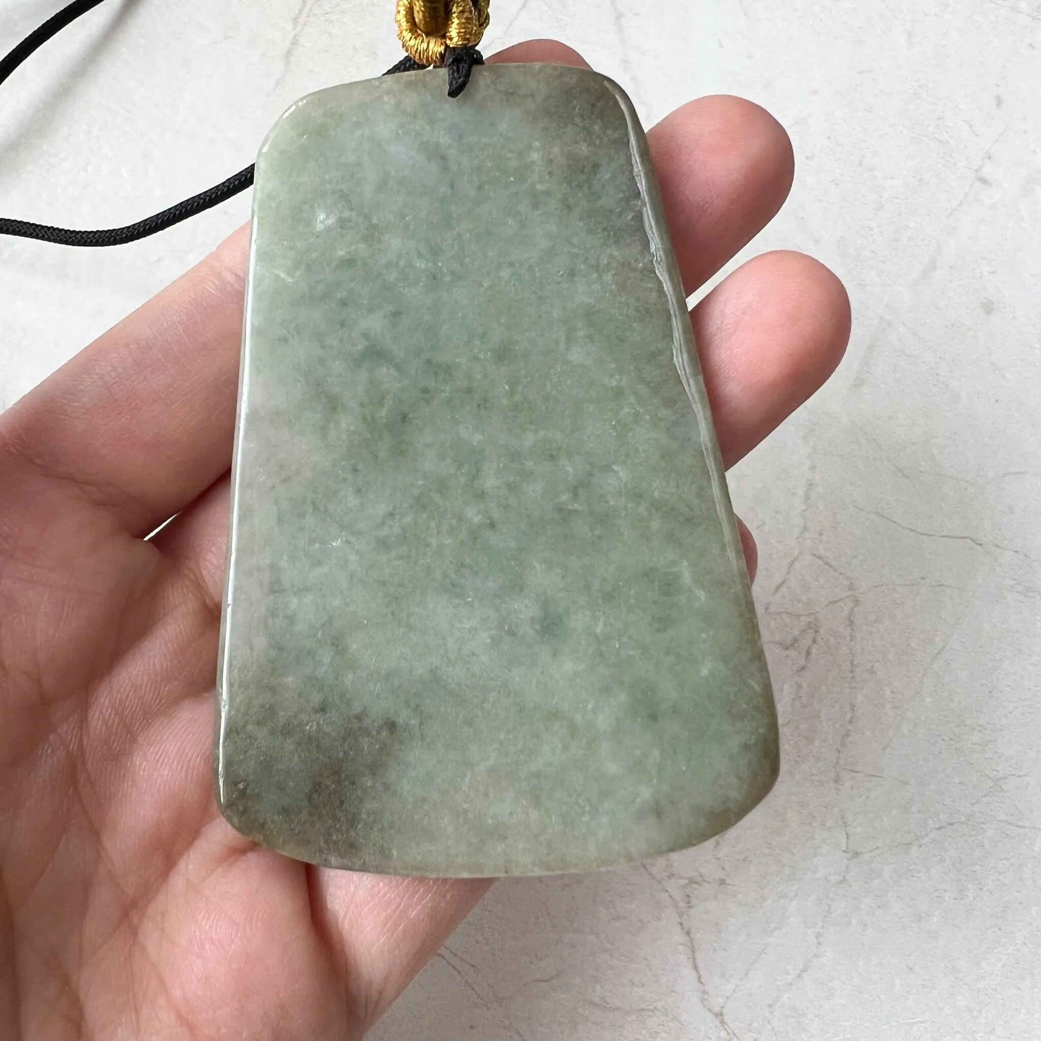 Large Green Jadeite Jade Guan Yu Guan Gong Carved Pendant Necklace, YJ-1221-0235508