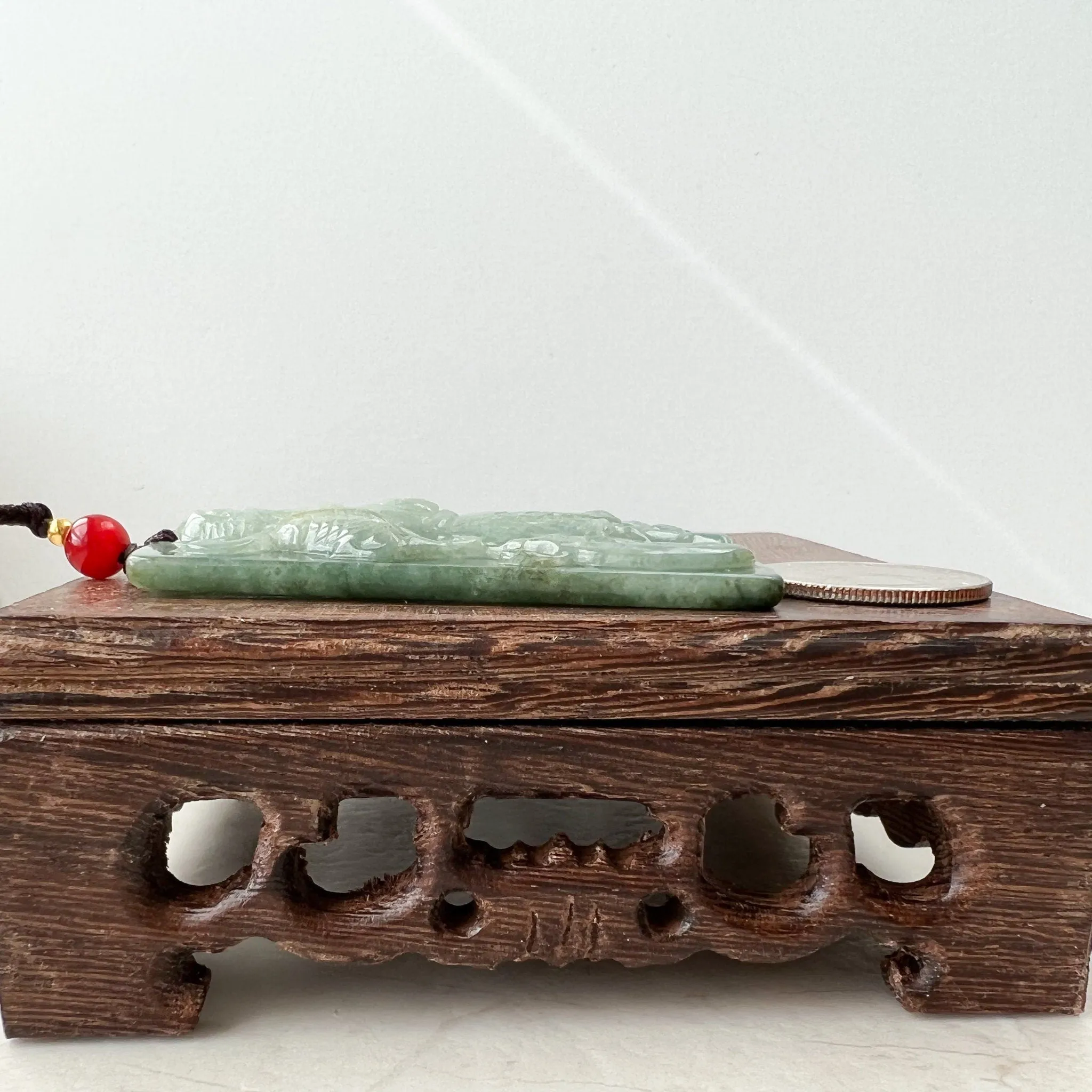 Large Green Jadeite Jade Guan Yu Guan Gong, 关羽, 关公, Carved Pendant Necklace, YJ-1221-0279103