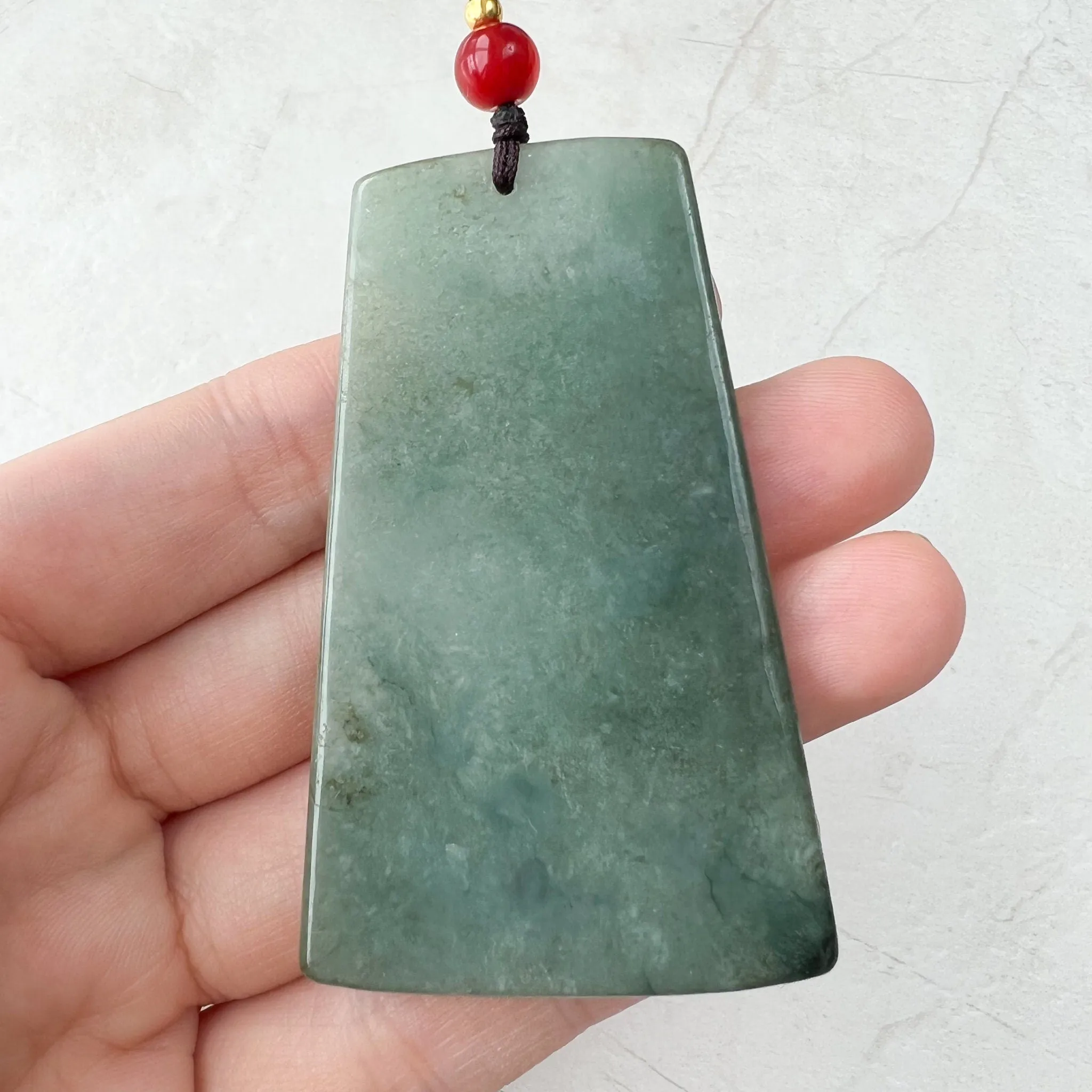 Large Green Jadeite Jade Guan Yu Guan Gong, 关羽, 关公, Carved Pendant Necklace, YJ-1221-0279103