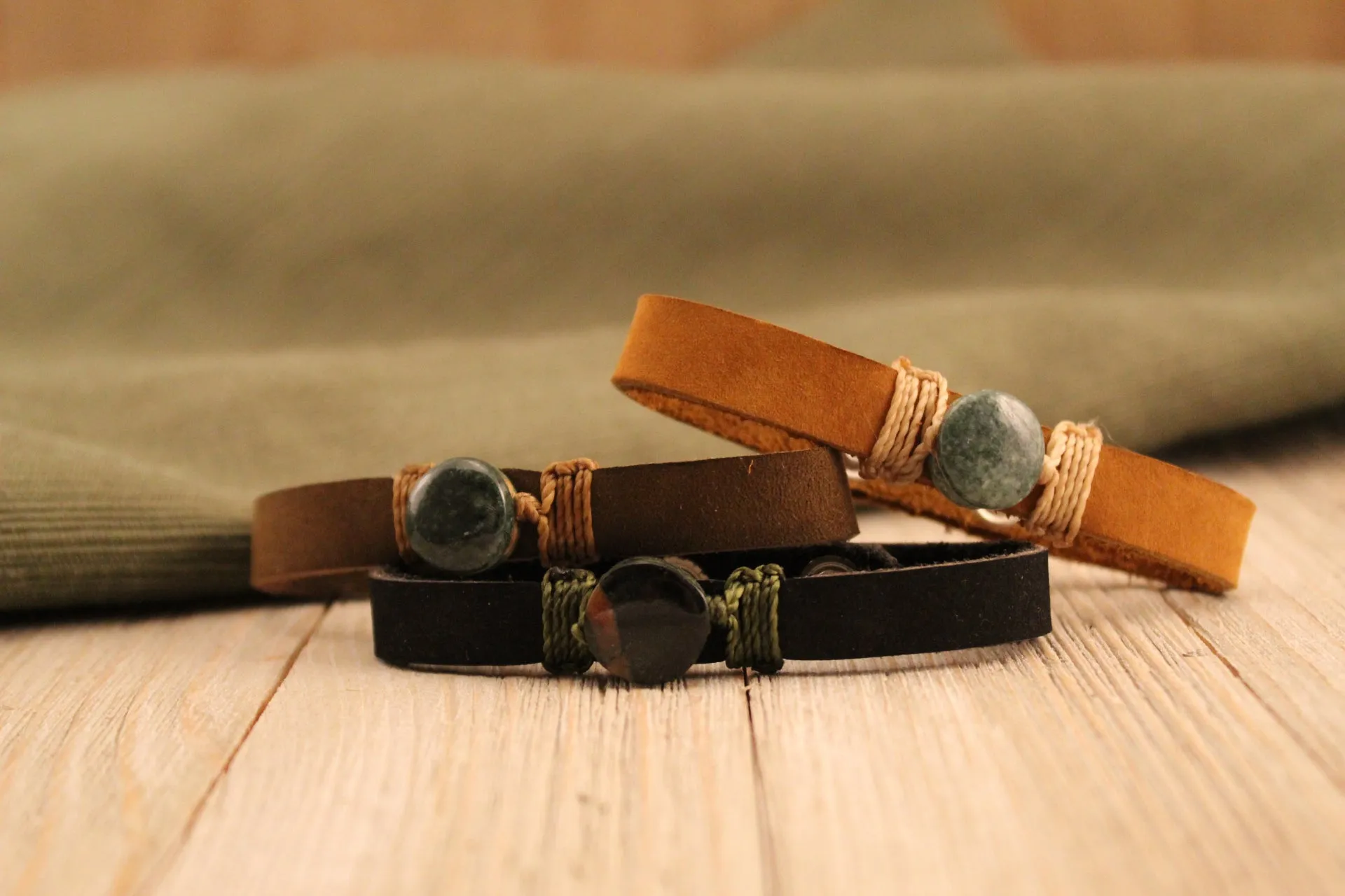 Life Jade Leather Bracelet