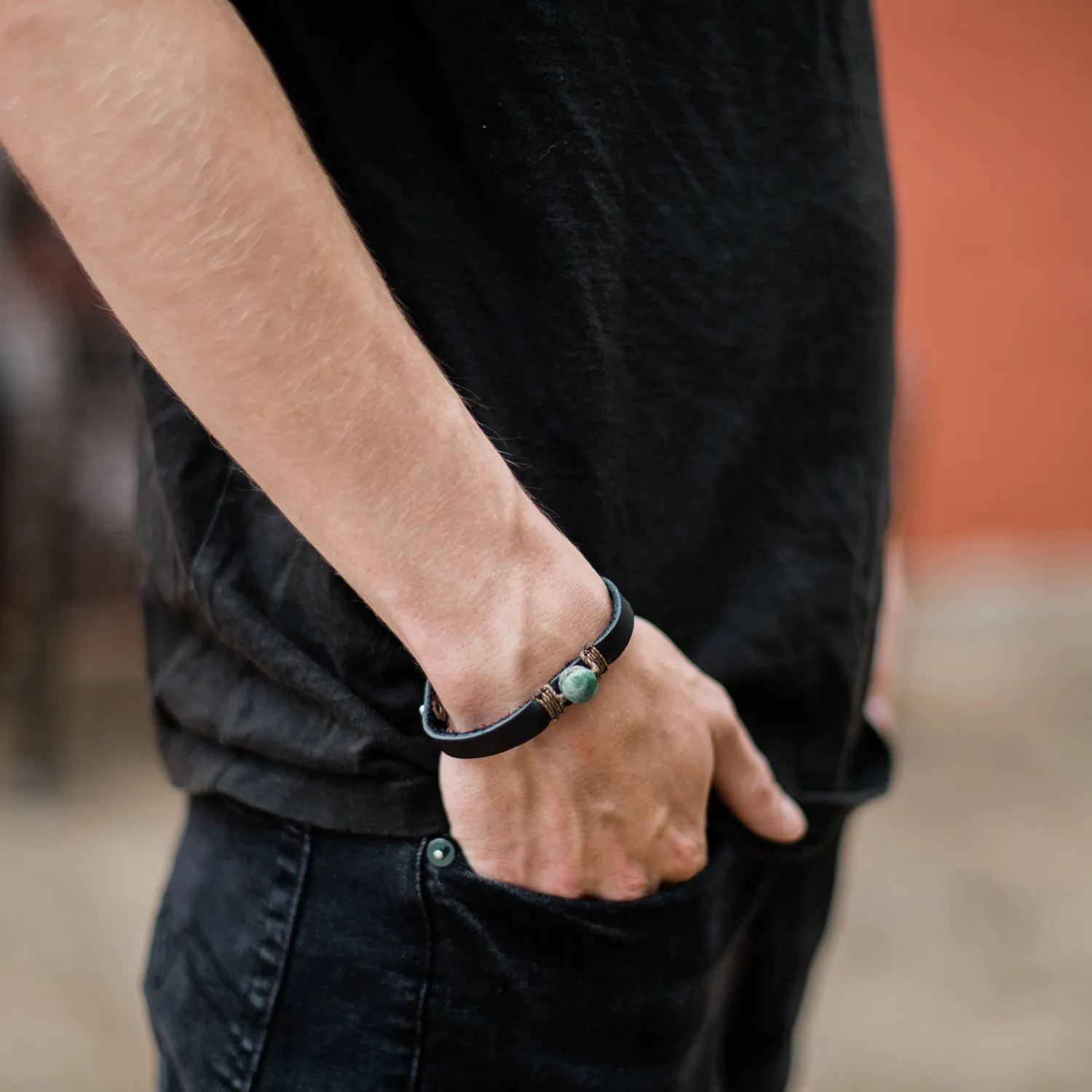 Life Jade Leather Bracelet