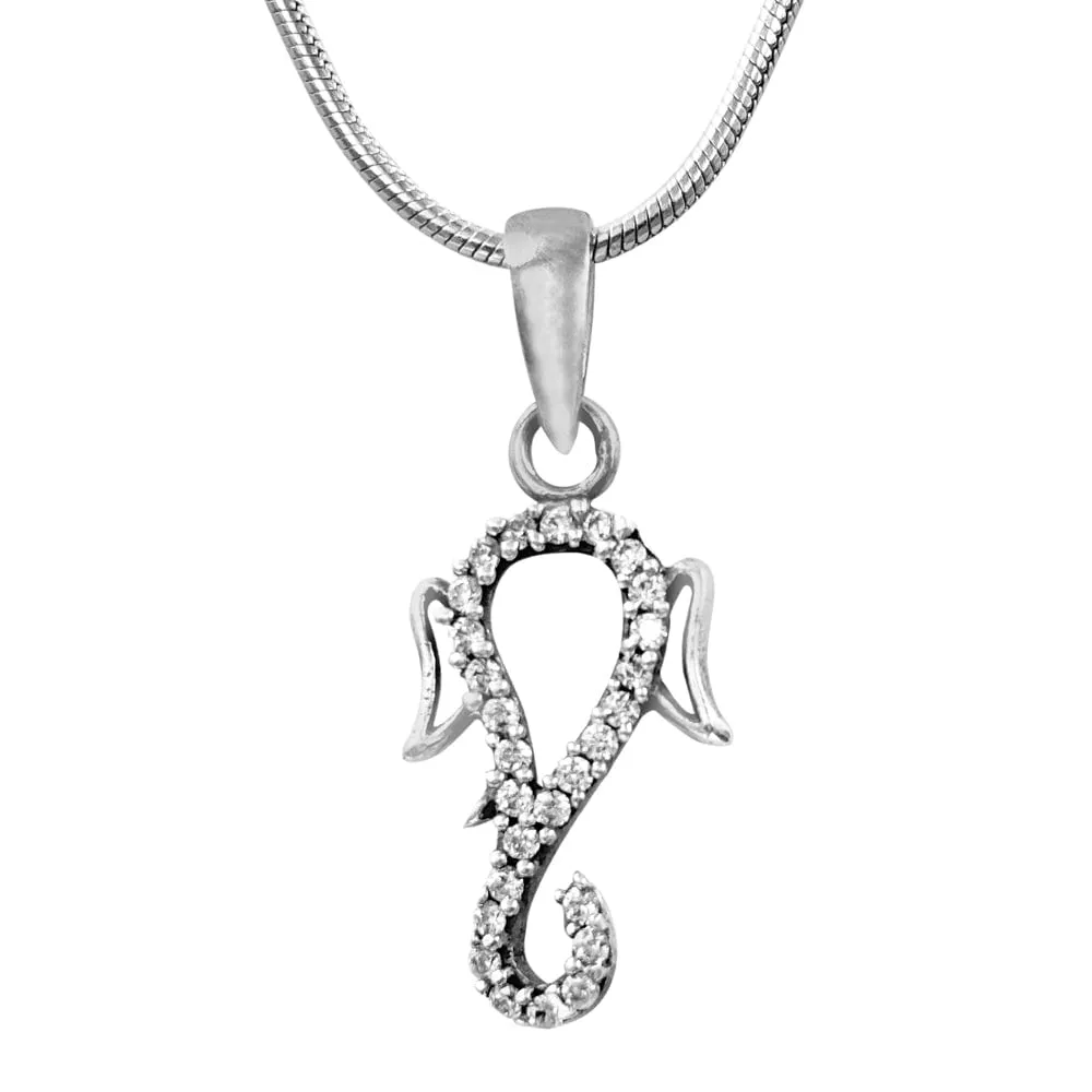 Lord Ganesha sterling silver zircon pendant
