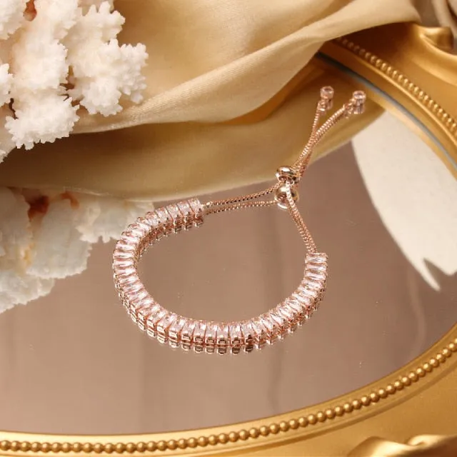 luxury flower zircon adjustable female prom party bracelet