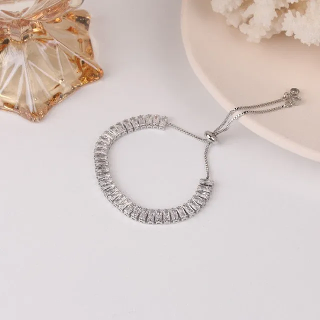 luxury flower zircon adjustable female prom party bracelet
