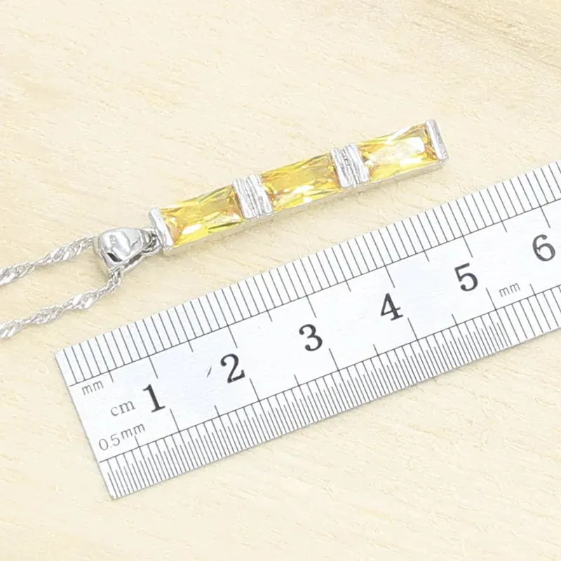 Luxury Yellow Zircon Silver Color Jewelry Sets for Women