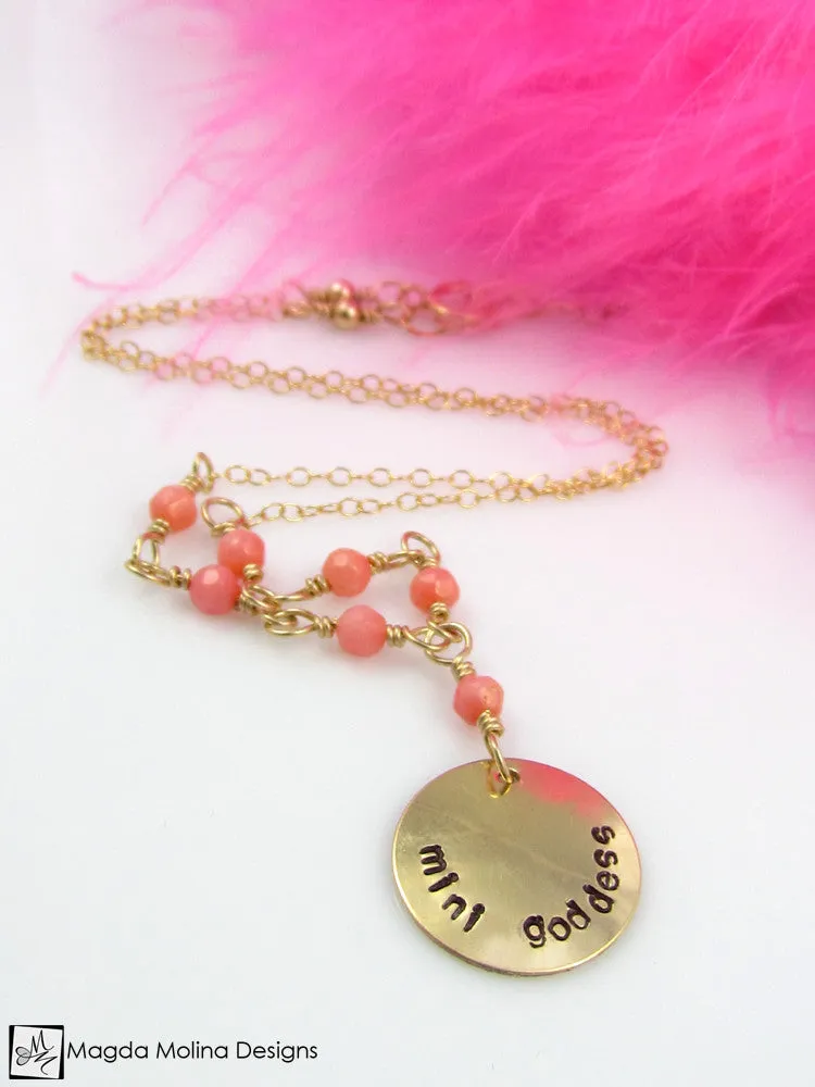 Mini Goddess (children) Pink Coral Necklace