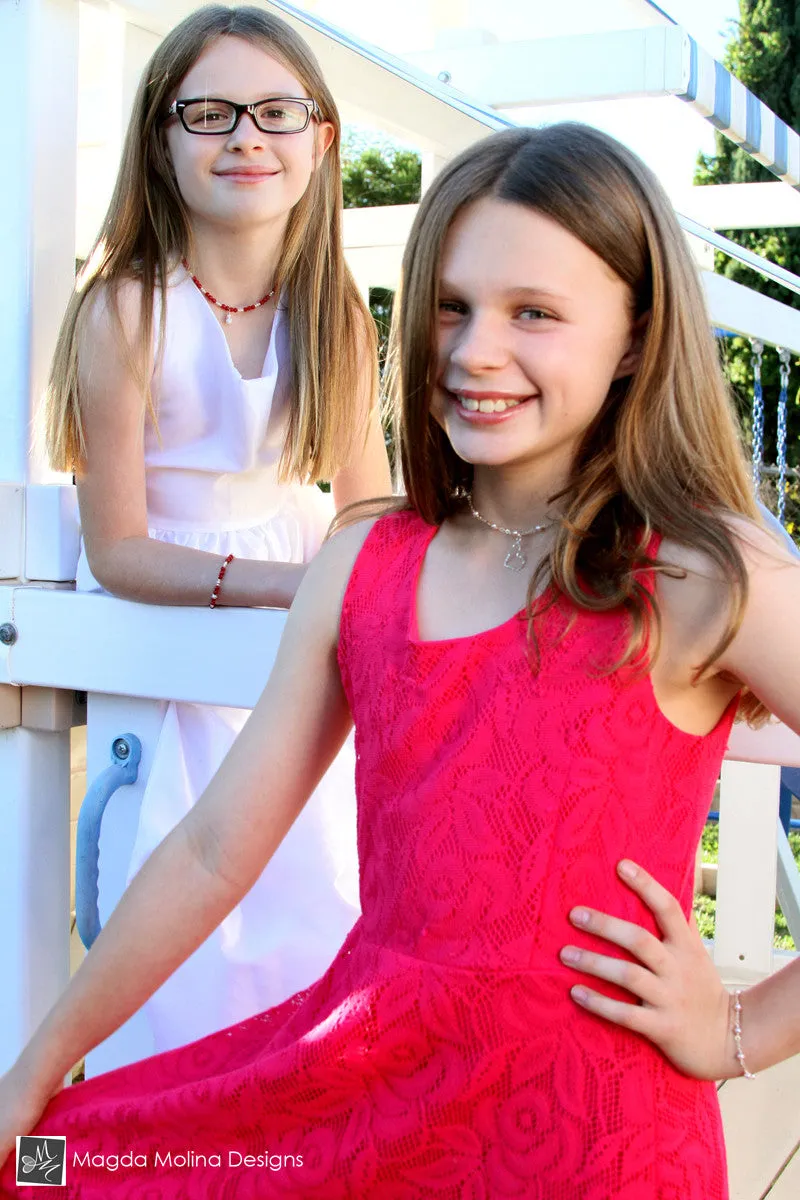 Mini Goddess (children) Red Coral and Silver Necklace