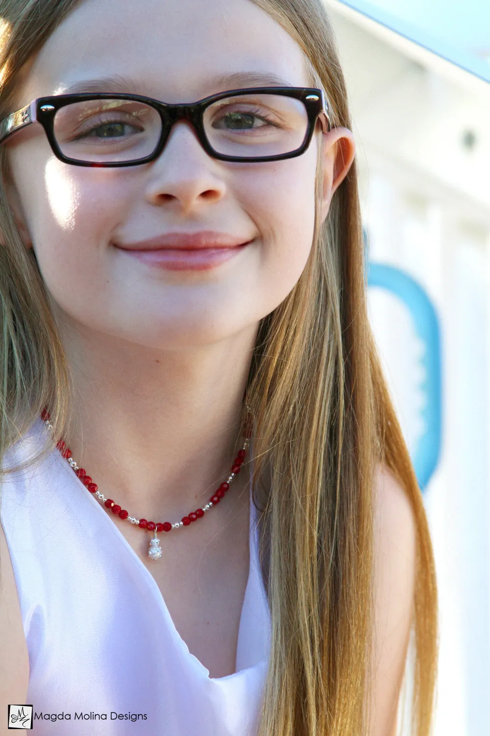 Mini Goddess (children) Red Coral and Silver Necklace