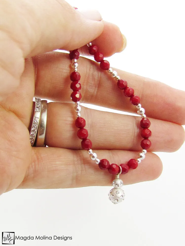 Mini Goddess (children) Red Coral and Silver Necklace