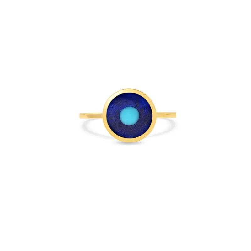 Mini Lapis Inlay Evil Eye Ring