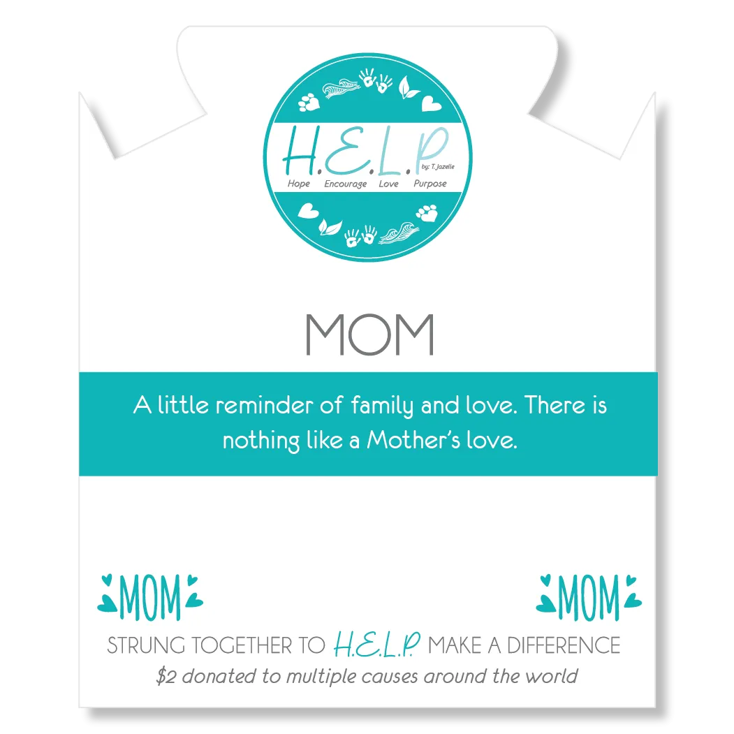 Mom Hearts Charm with Blue Zebra Jade Charity Bracelet