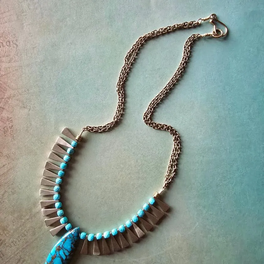 Mosaic Turquoise and Copper Necklace