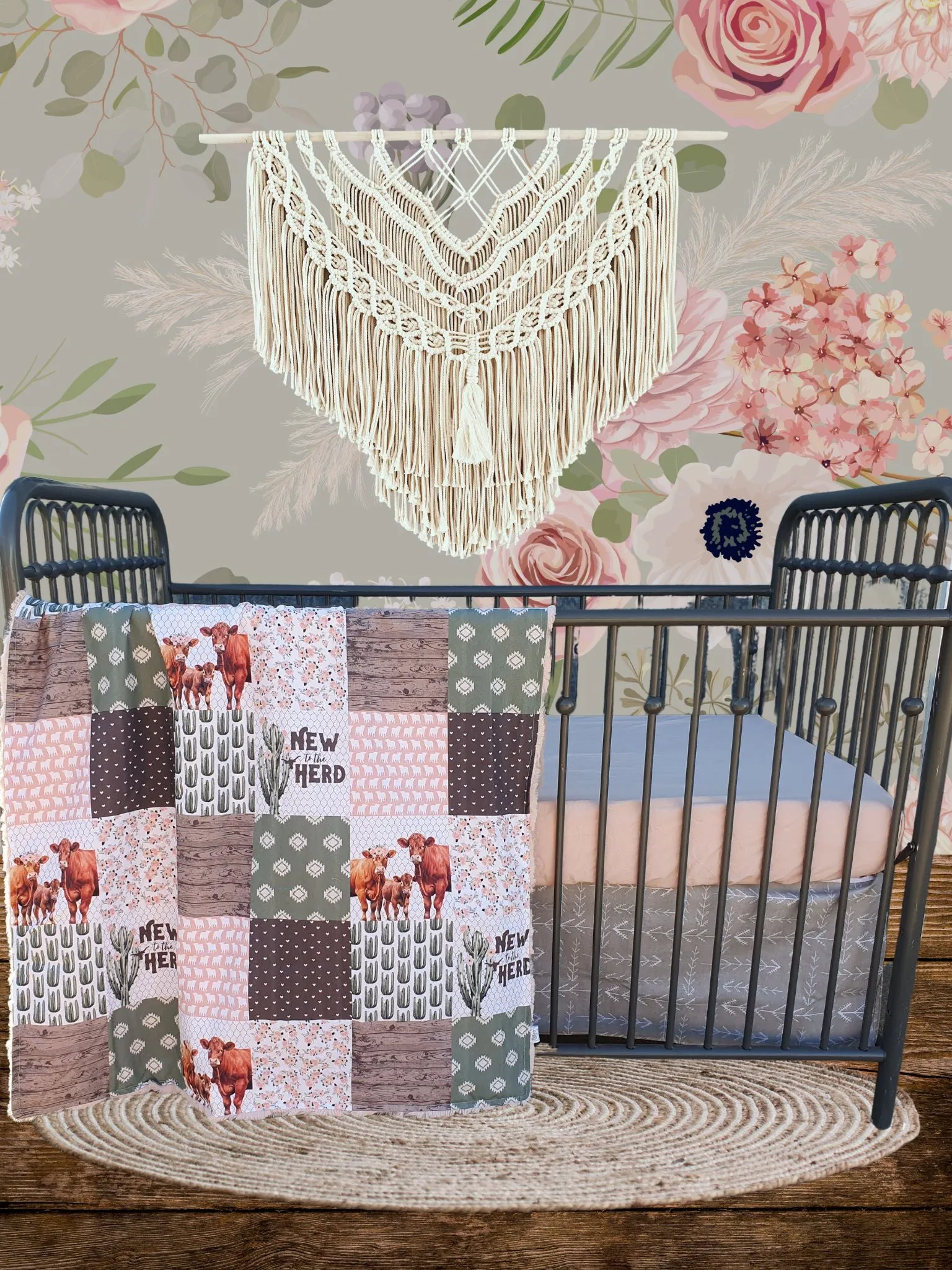 New to the Herd Highland Cow Western Girl Crib Bedding