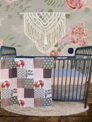 New to the Herd Highland Cow Western Girl Crib Bedding