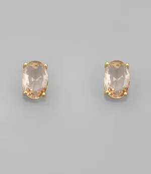 Oval Glass Studs Topaz