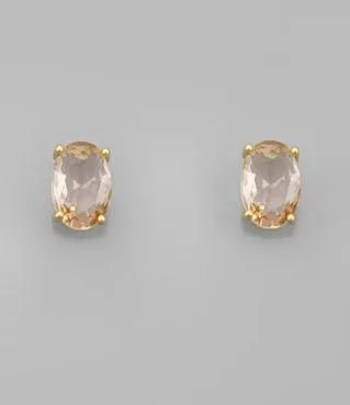 Oval Glass Studs Topaz