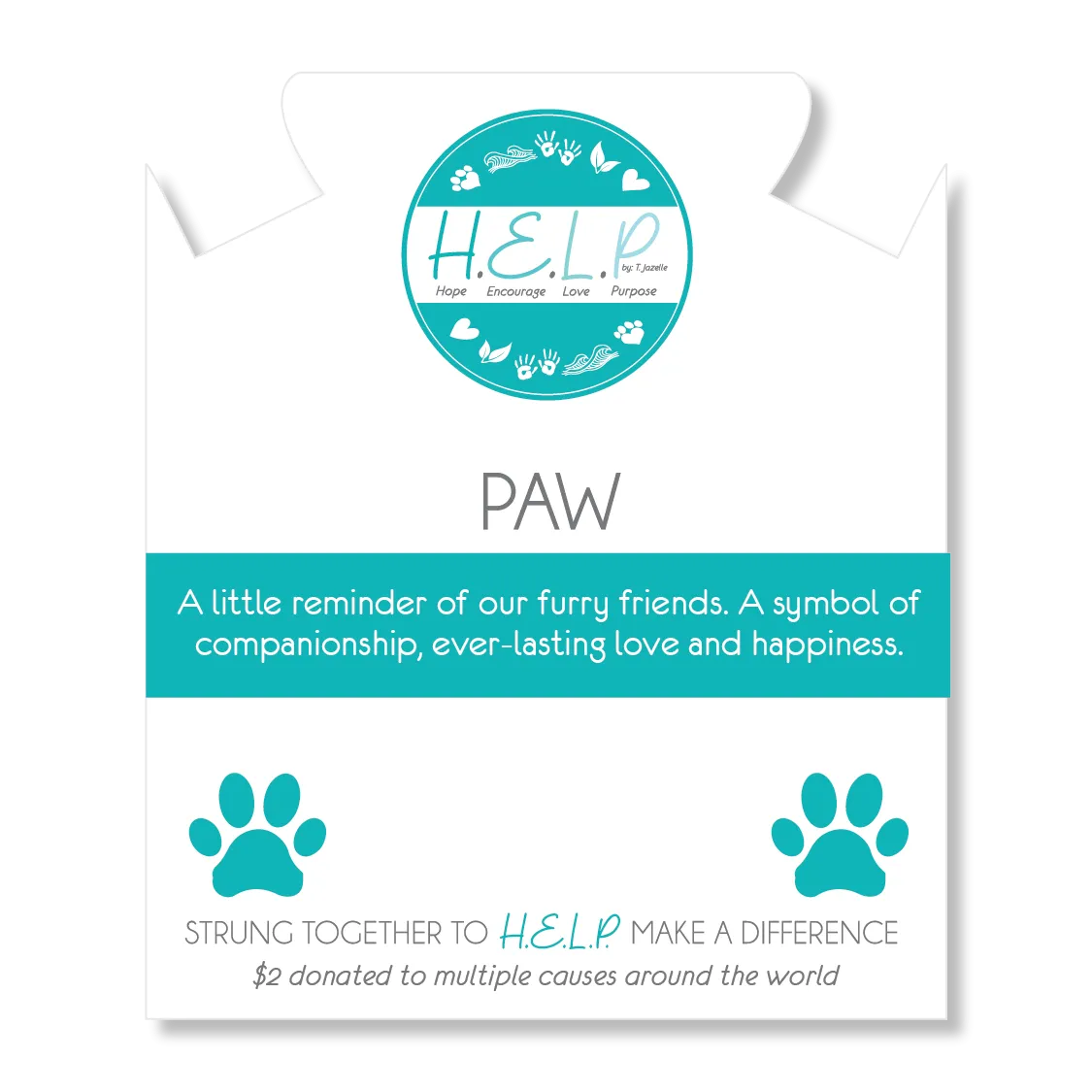Paw Print Charm with Green Yellow Jade Charity Bracelet