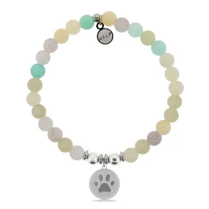 Paw Print Charm with Green Yellow Jade Charity Bracelet