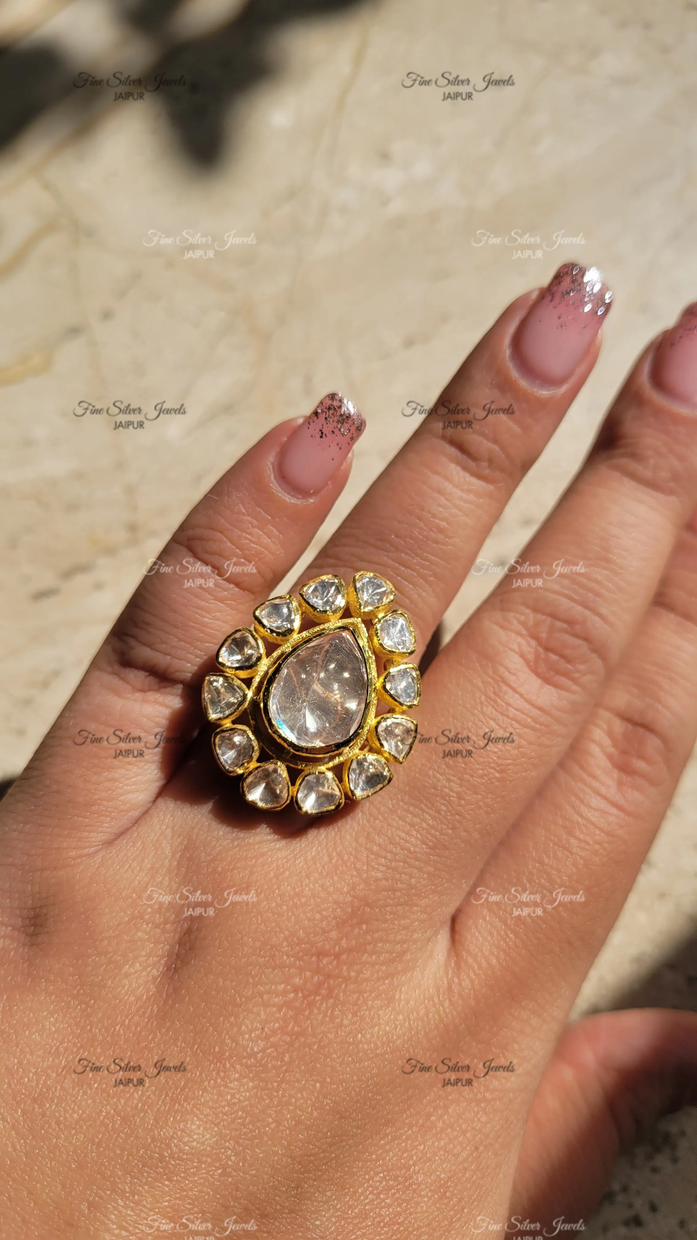 PEAR DROP POLKI RING