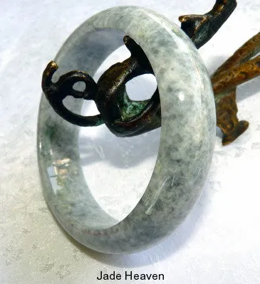 "Peppery" Charcoal Burmese Jadeite Bangle Bracelet Grade A 60.5mm (JHBB235)