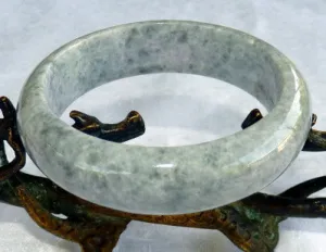 "Peppery" Charcoal Burmese Jadeite Bangle Bracelet Grade A 60.5mm (JHBB235)