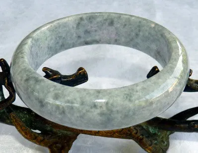 "Peppery" Charcoal Burmese Jadeite Bangle Bracelet Grade A 60.5mm (JHBB235)