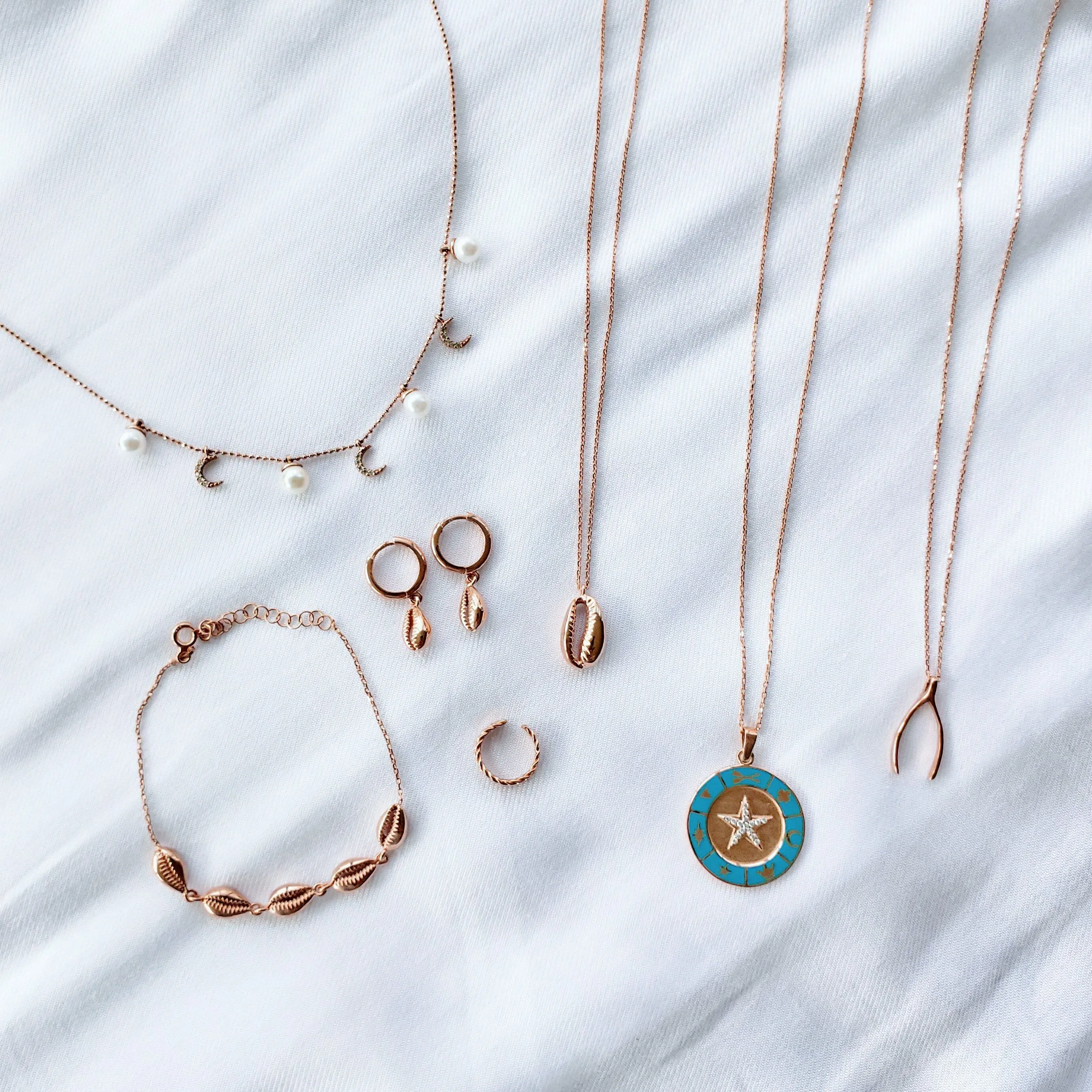 Rose Gold Zodiac Star Pendant - Sterling Silver