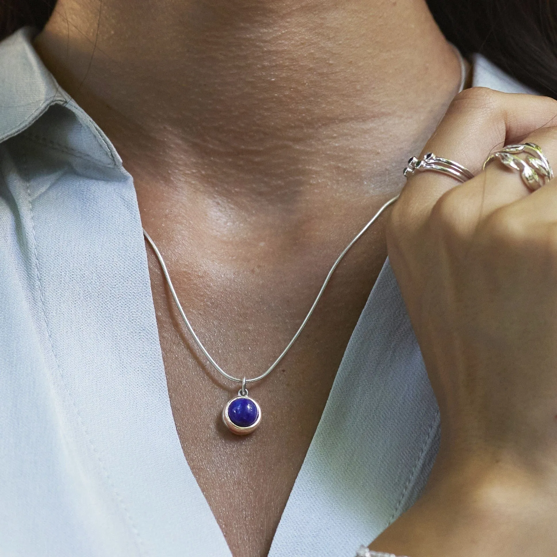 Silver Blue Lapis Healing Stone Charm (Wisdom)